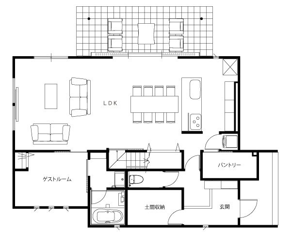 ②海を望むプライベート空間と庭へ続く開放感
