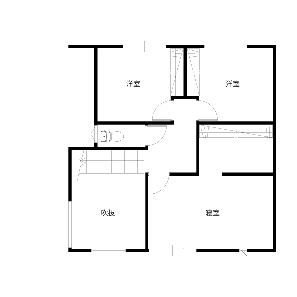 西玄関の2階建ての間取り
