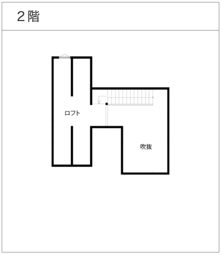 「吹き抜け・勾配天井のある平屋」の事例｜間取り図