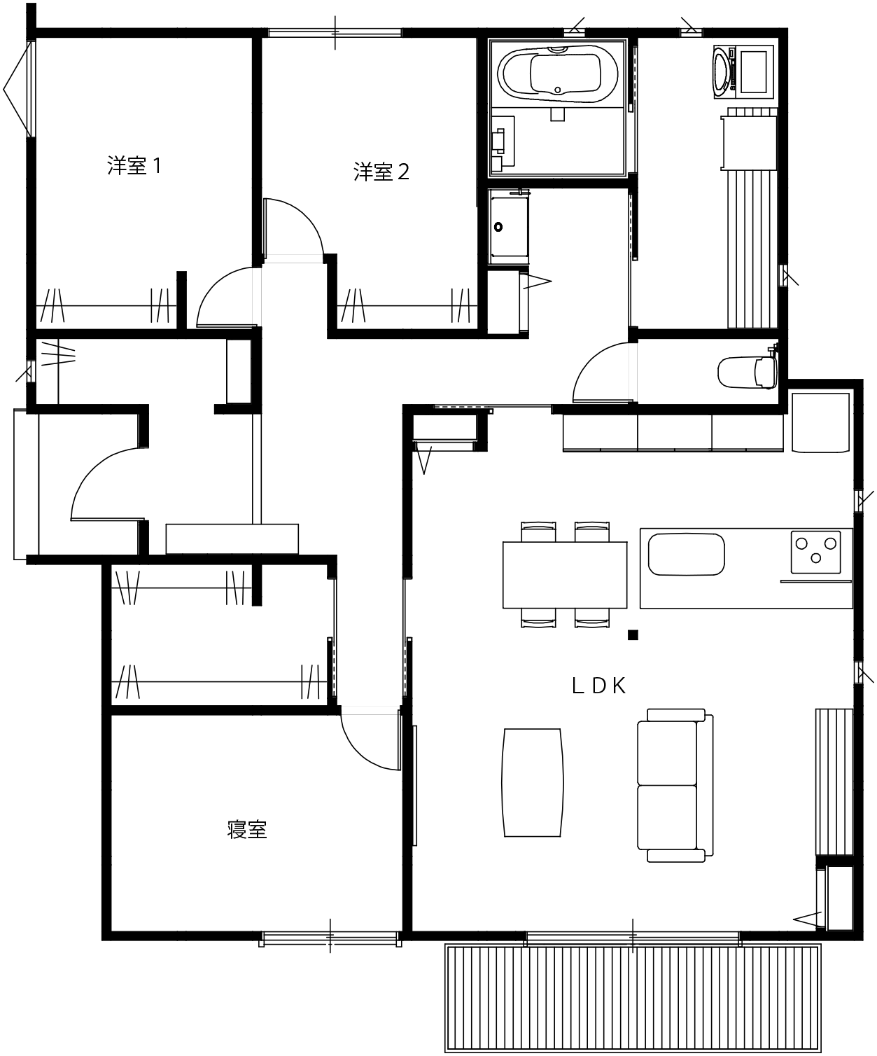 家族との距離感が心地よい平屋｜間取り