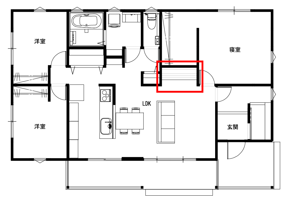 リビング横のオープンな書斎