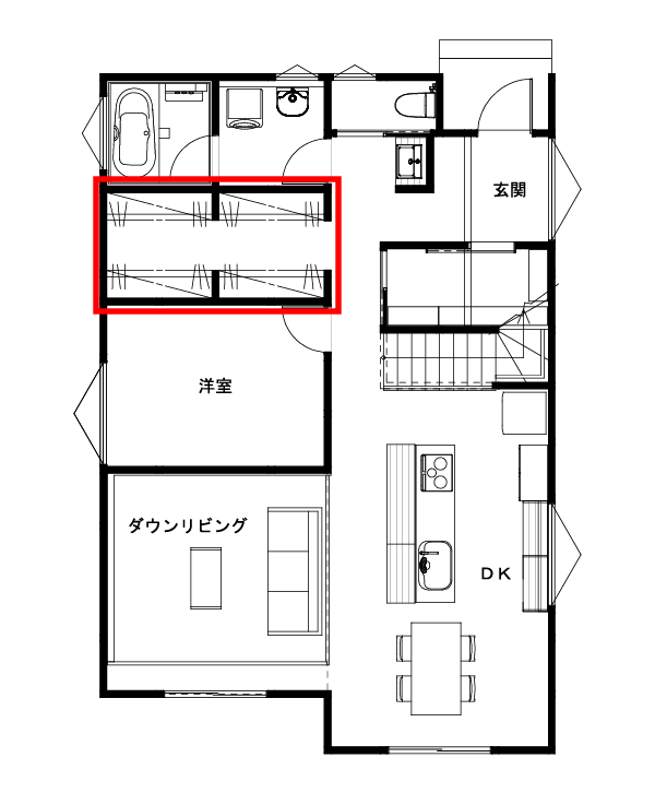 洗濯が一階完結型の間取り