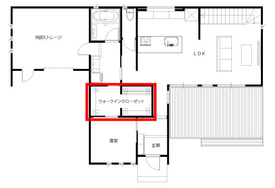 ライフスタイルに合わせたファミリークローゼットの動線