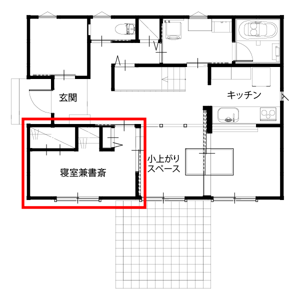 寝室と兼用の書斎