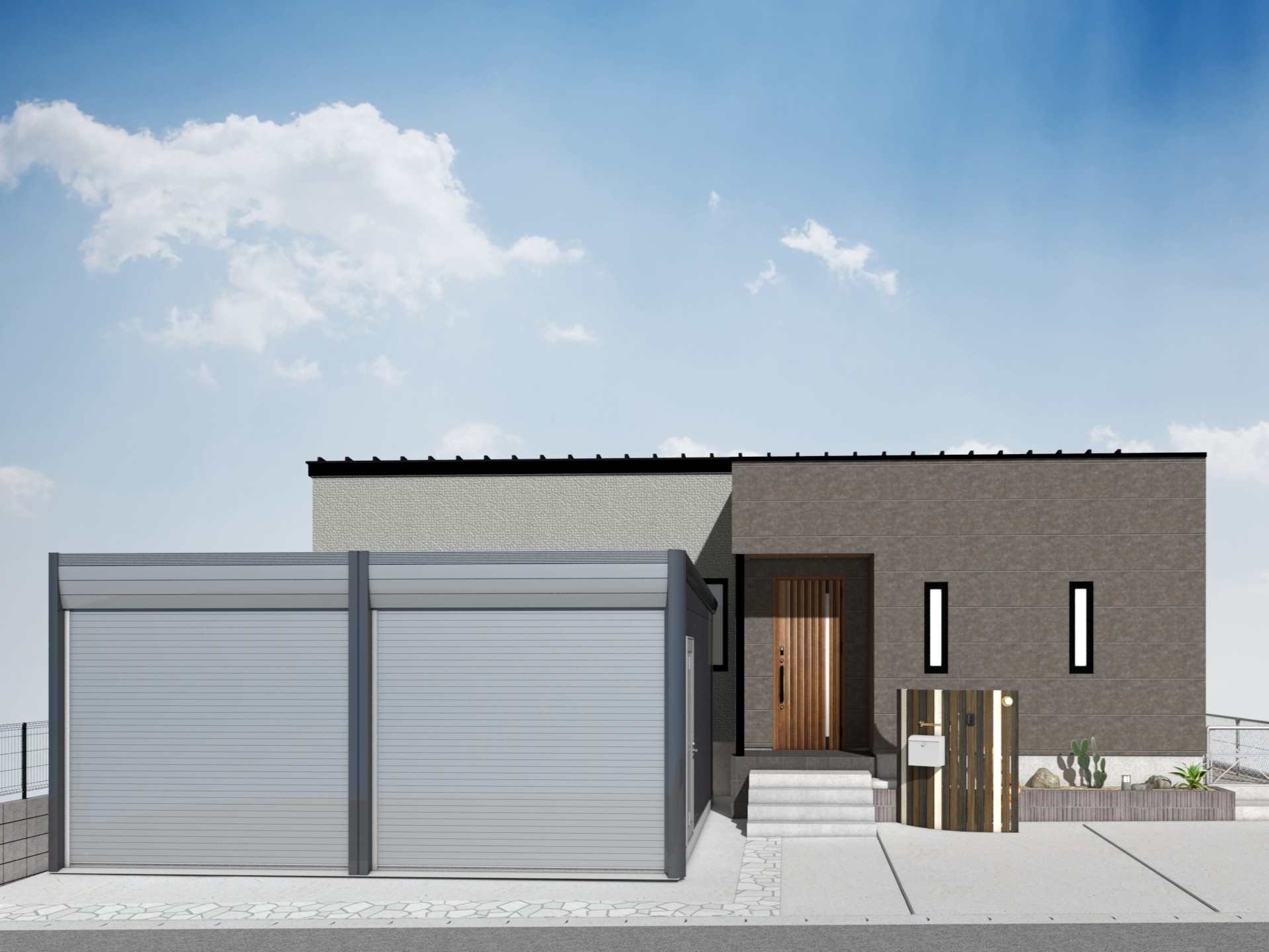 片流れ屋根の平屋