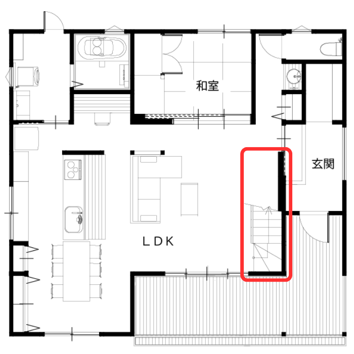 階段下にテレビを設置した間取り