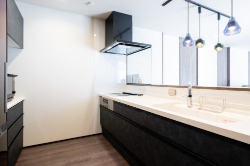 石目のファサードが映える シックモダンの平屋